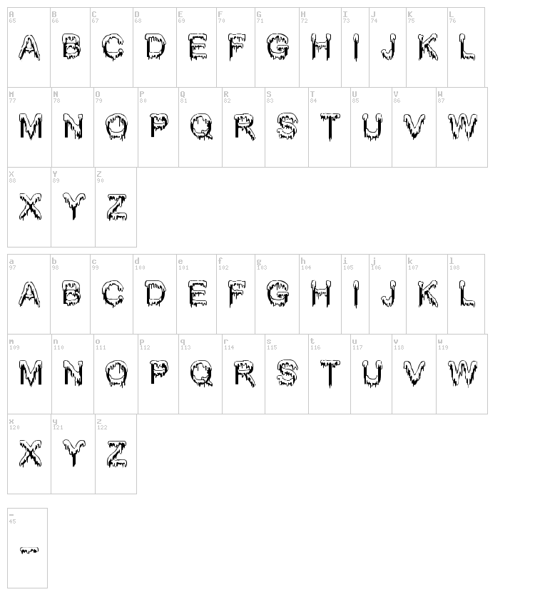 Jizz Mass font map